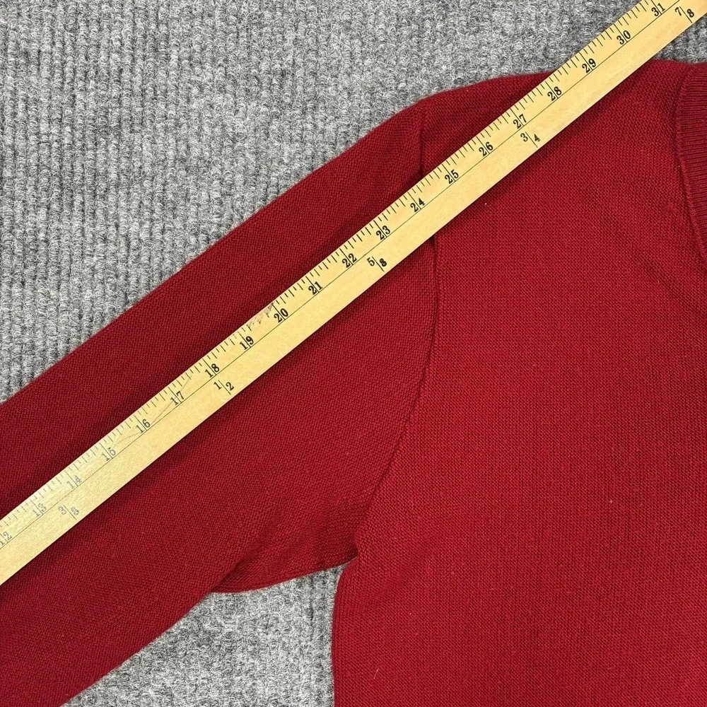 Vintage Jantzen Sweater Mens Large Red V Neck Knit Made USA 80s 90s